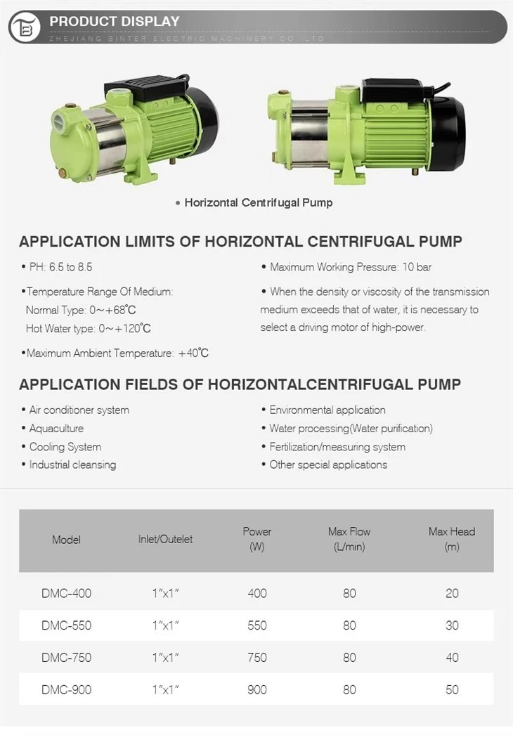 CE CB Approved DMC-750 1HP Centrifugal Pump Easy Installation Energy Saving factory CE CB Approved DMC-750 1HP Centrifugal Pump Easy Installation Energy Saving factory