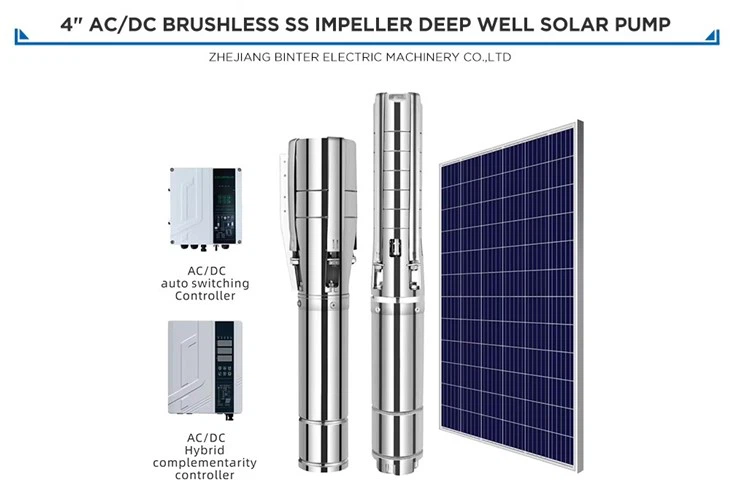 High Pressure 22m High Rated Flow 36m3/h Ac Dc Submersible Bore Hole Deep Well Pump