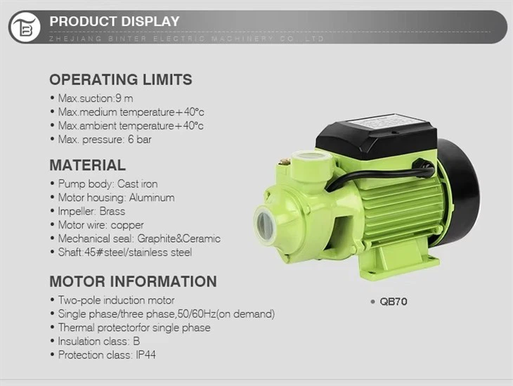 QB70 Efficient Peripheral Water Pump For Building Water Pressure Supplement suppliers